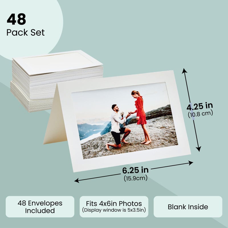 Paper Junkie BEST PAPER GREETINGS 48 Pack Photo Frame Cards with Envelopes, Notecards for 4x6 Picture Insert (Ivory) - Image 3